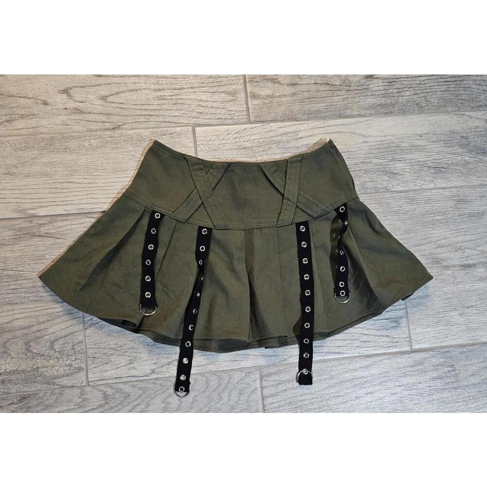 Women's Hot Topic Social Collision Mini Pleated Skirt Rocker Size X Small Green